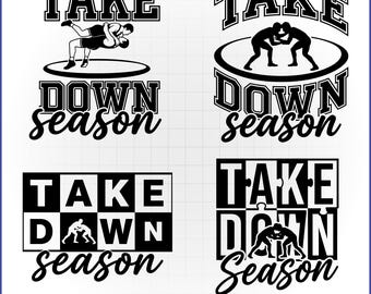 Takedown Season SVG-paket, brottningsmamma-vektor, brottarsilhuett, grappling-lagklippsfil