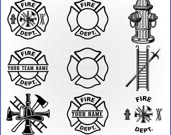 Fire Department SVG Bundle, Firefighter Maltese Cross, Fireman Decal Vector, Split Badge Cut File