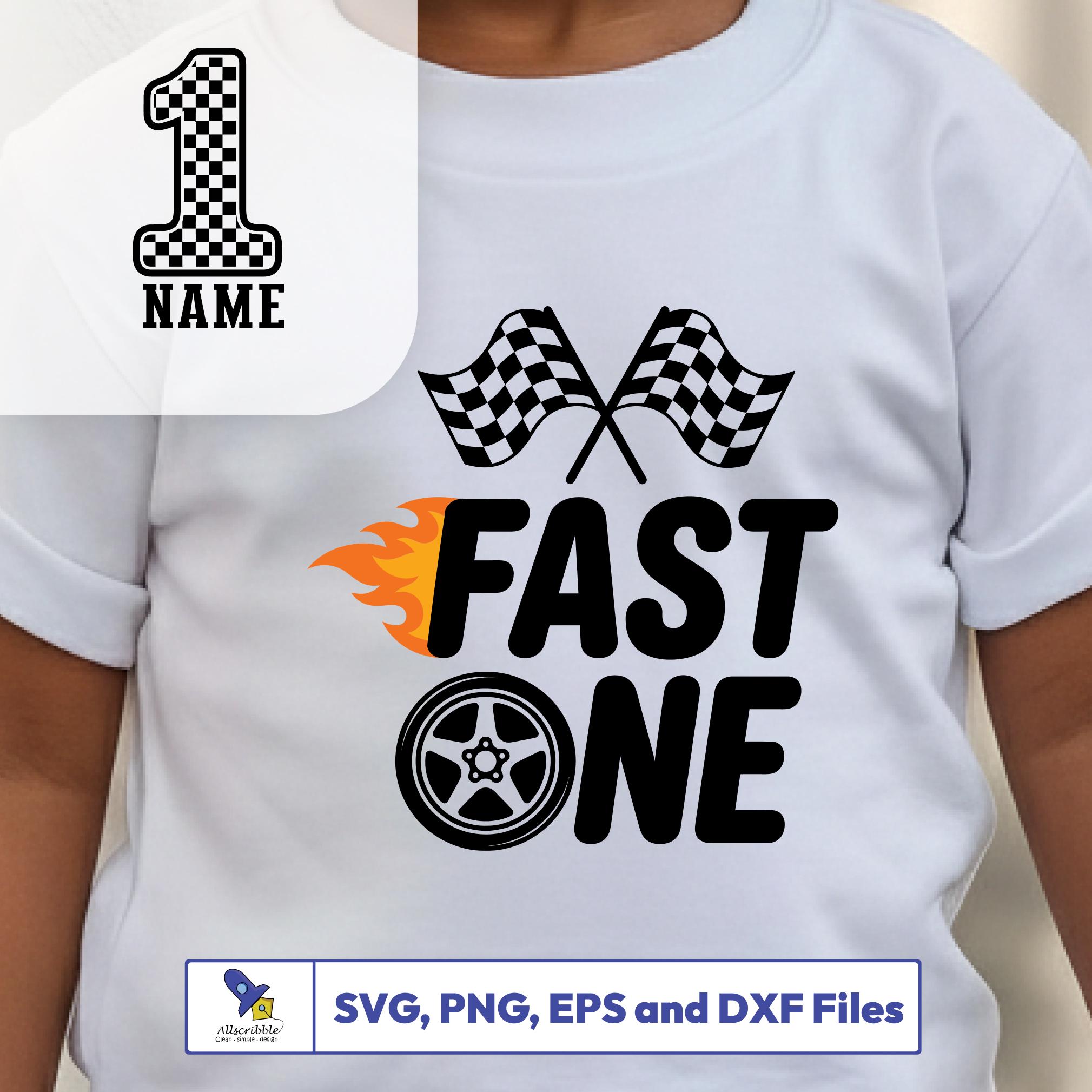 Fast One Designs Fast One SVG PNG, 1st Birthday Boy, Racing Car Vector, Custom Name ...