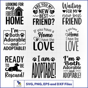 Adopteerbare hond SVG-bundel, Pet Rescue Vector, Foster Dog Decal, Adopt Me Cut-bestand