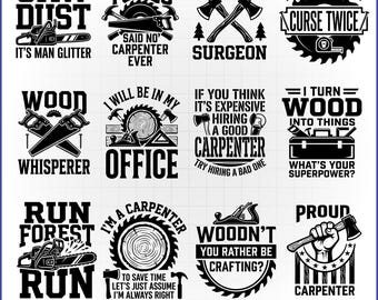 Paquete de archivos SVG de herramientas de carpintero, vector para carpintería, calcomanía para manitas, camiseta de constructor, archivo de corte para letrero de garaje