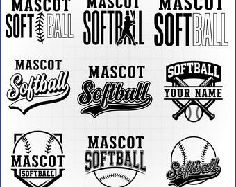 Custom Mascot Softball SVG Bundle Team Spirit Shirt Cut Files for Cricut Silhouette