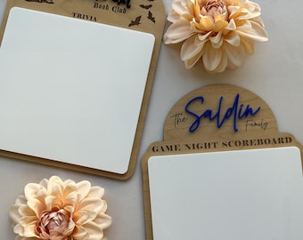 Personalized Family Game Night Scoreboard, Engraved Wooden Score Board, Dry Erase Board
