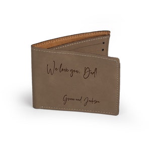 Cartera de polipiel personalizada para papá / Regalo personalizado para papá / Cartera grabada / Cartera de piel sintética / Regalo del Día del Padre / Regalo de cumpleaños para papá