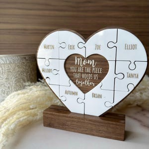 Mother&#39;s Day Puzzle Piece Sign, Christmas Gift for Mom, Mothers Day Gift, Heart Puzzle for Mom,Custom Gifts for Mom, Engraved Puzzle for Mom