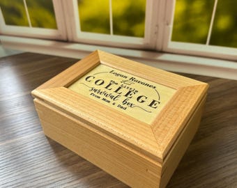 Custom Engraved Maple Wood College Keepsake Box
