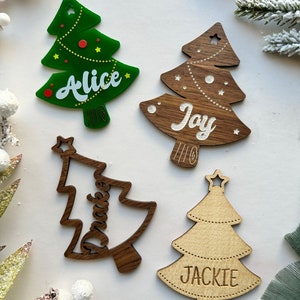Personalized Christmas Tree Ornament, Personalized stocking Tags, Holiday ornaments, Christmas Tree design, Green Personalized tree ornament
