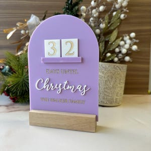 Pastel Acrylic Christmas Countdown Sign with Stand