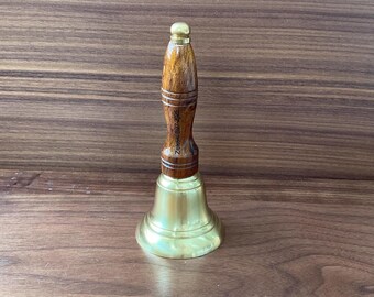 Engravable Brass Bell – Wooden handle – Custom Personalized Teacher Gift