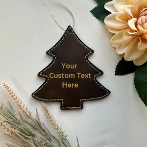 Op maat gemaakte kunstleren kerstornament: gepersonaliseerd rustiek vakantiedecor