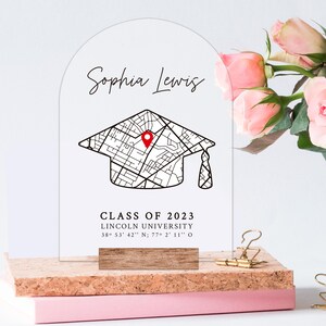 Personalisierte College Karte, Universität Karte Acryl Plakette, Abschlussgeschenk für die Klasse von 2024, College Abschlussgeschenk