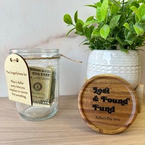 Lost and Found Fund Jar | Father's Day Gift | Gift for Dad | Lost and Found Items | Dollar Jar | Piggy Bank | Gag Gift for Dad | Funny Gift