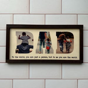 Personalized Father&#39;s Day Photo Sign: Custom Engraved Wood Dad Plaque