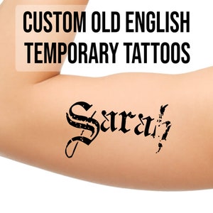 Custom Old English Temporary Tattoo: Personalized Name Tattoo