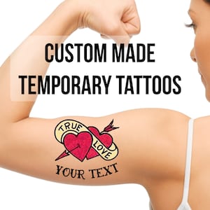 Custom heart Temporary Tattoos old school traditional American Name names personalized cool text word temp tats removable customizable love
