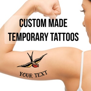 Custom Name Temporary Tattoos: Old School American Traditional