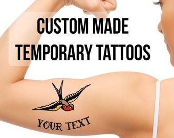 Custom Shark Temporary Tattoos old school traditional American Name names personalized cool text word temp tats removable customizable ink