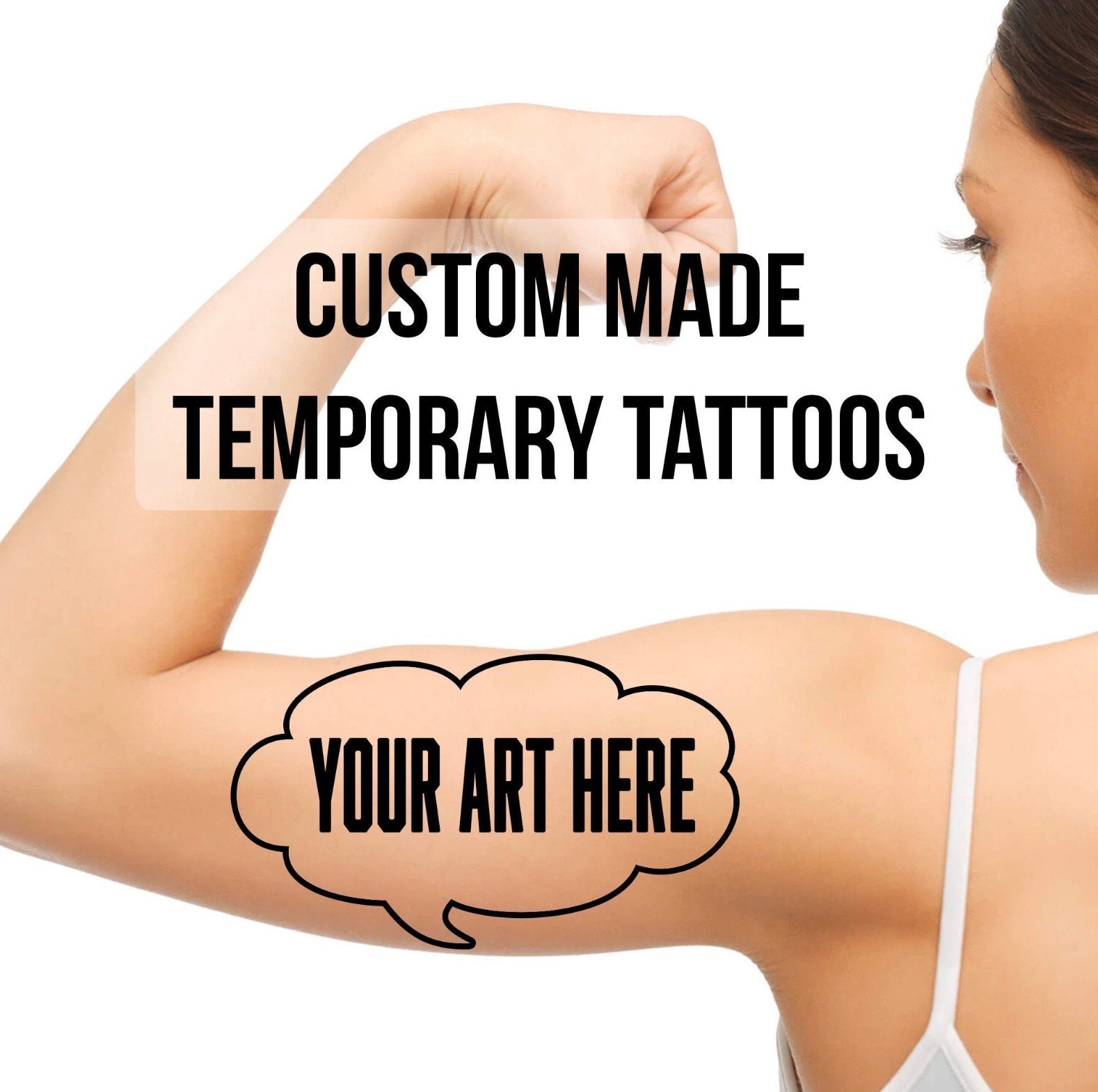 Custom Temporary Tattoos - any image made into a temporary tattoo - personalized temp tat with any photo graphic text words name year etc.