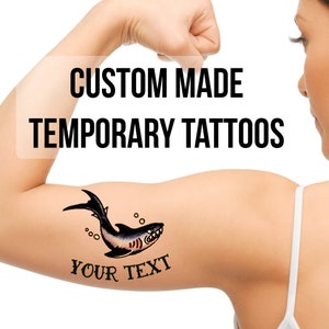 Custom Shark Temporary Tattoo: Personalized Name, Word, Text