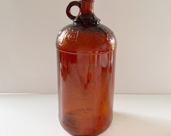 Amber Glass Javex Bleach Bottle Jug 64 Oz Trade Mark Bottom Antique Vintage Collectible