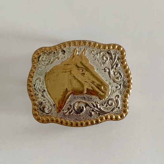 Vintage Gold tone horse heads buckle belt s-l400.jpg main image 3