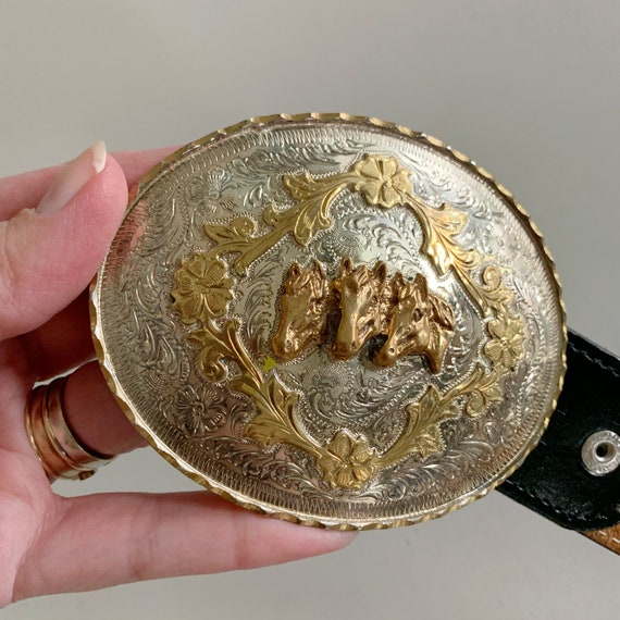 デッドストック！70's メキシコ製￼￼￼ ALPACA MEXCO バックル Vintage Mexico Alpaca With Chip Stone Inlay Saddle Lasso