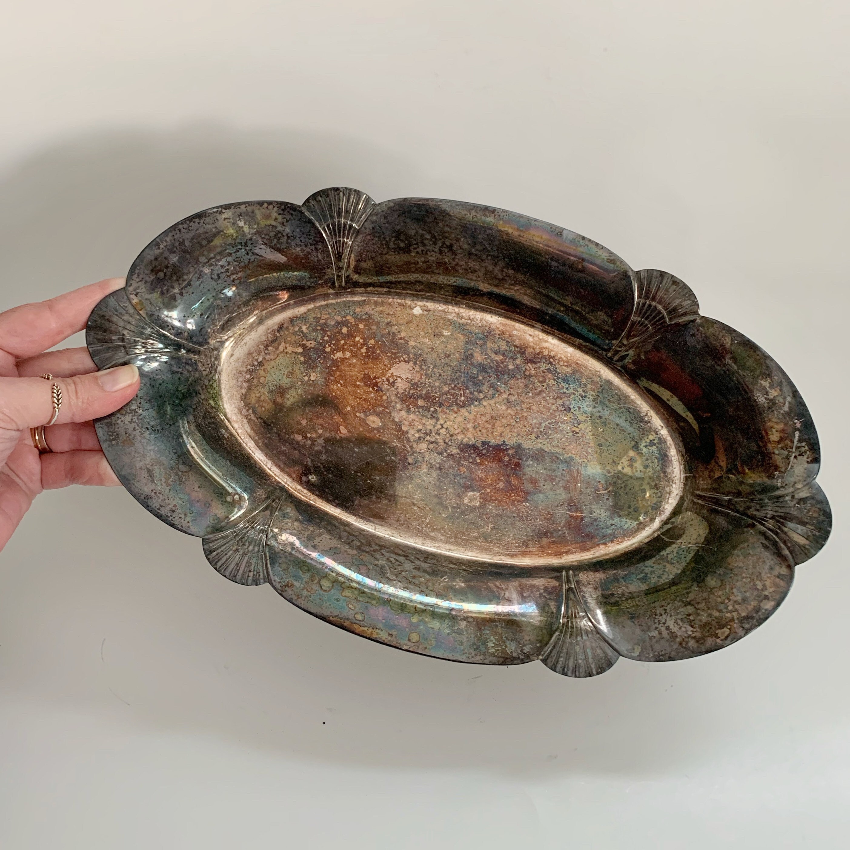 William Rogers E P on Copper Tray Plate Catch All 4467