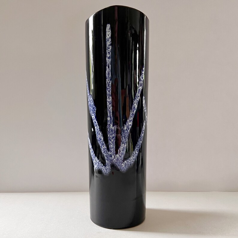 Blue Mountain Pottery Blue Granite Glaze Tall Vase Vintage BMP White ...