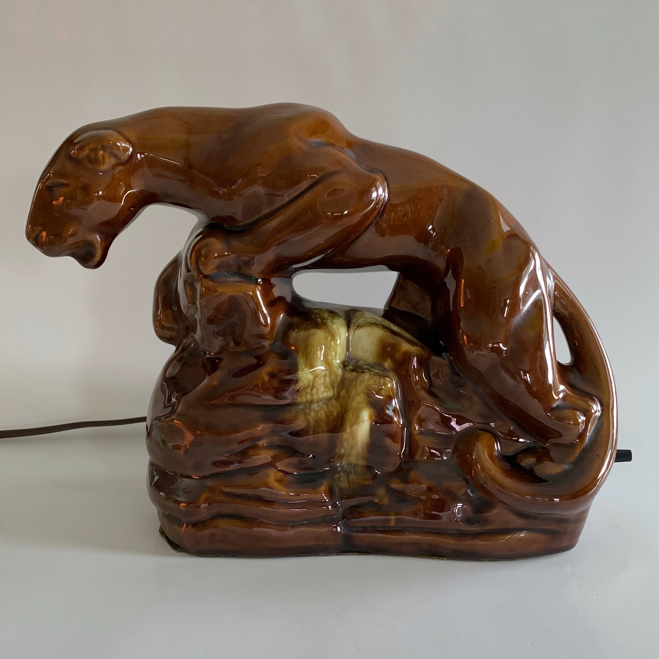 日本限定 Midcentury 1950s Ceramic Light Lamp TV Panther Vintage Etsy - その他