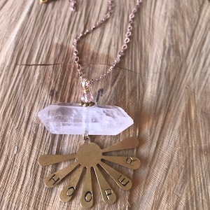 Rose Quartz Sunburst Necklace // Hooper Necklace
