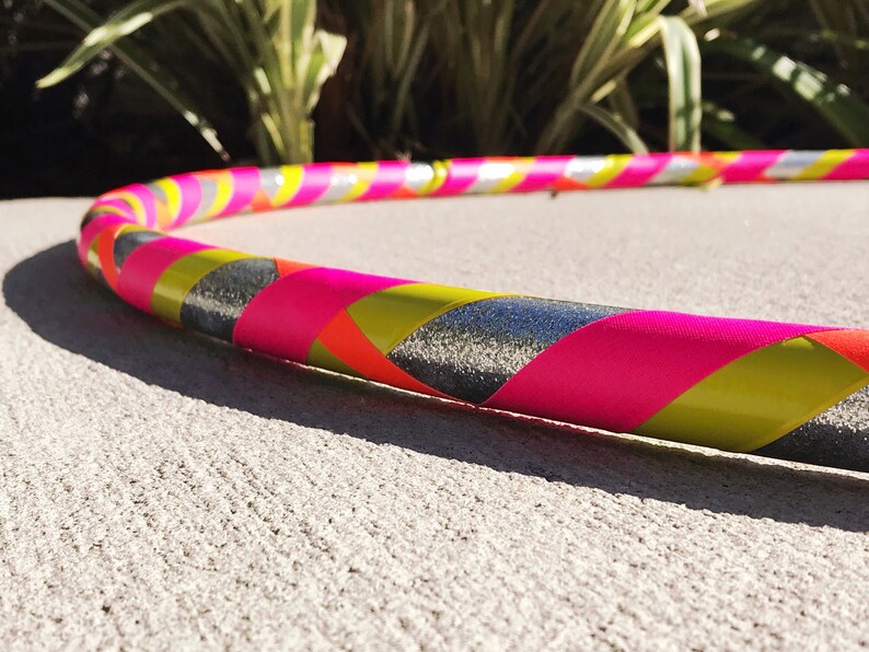 Beginner Hula Hoop Silver Glitter /& Neon Dance Hoop Handmade Fitness Hoop