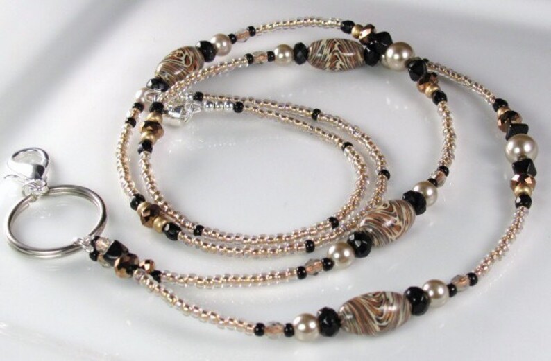 Animal Print Beaded Lanyard LEOPARD SWIRL id badge holder | Etsy