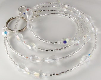 Bling Beaded Lanyard id badge holder claro de cristal lanyard teacher nurse lanyard gift