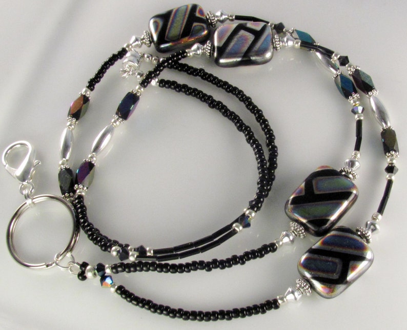 Beaded Lanyard FLAIR Glass Beaded ID Badge Holder nurse gifts teacher gifts geometric lanyard