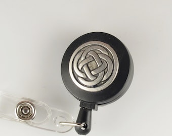 Celtic knot ID Badge Reel Irish beaded lanyard id reel retractable