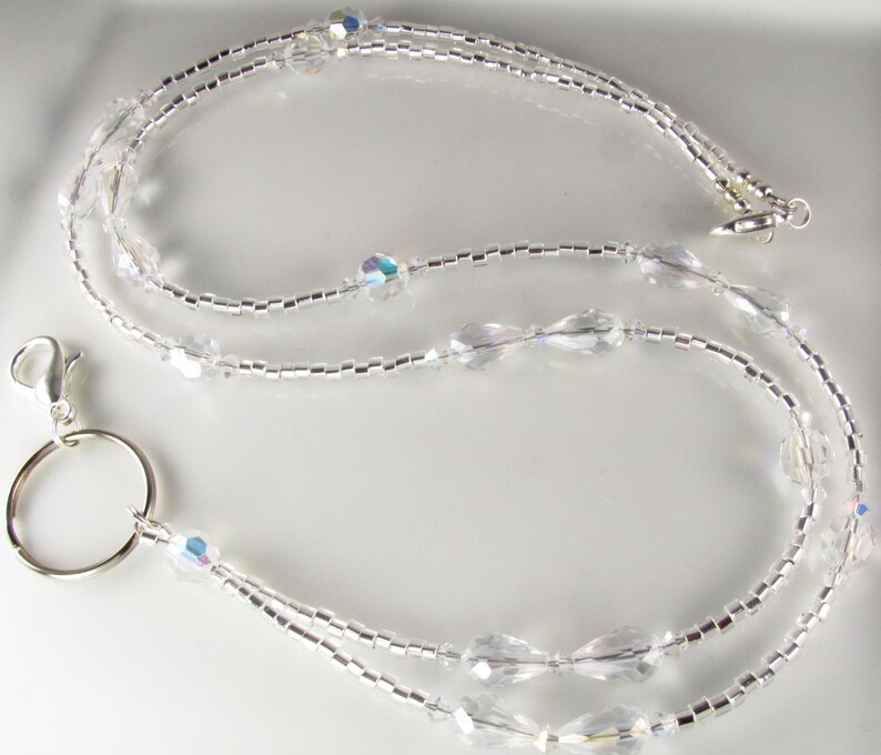 Bling Beaded Lanyard id badge holder clear crystal lanyard teacher nurse lanyard gift