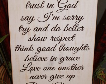 In this House we, trust in God,believe in grace, Love one another, Pray Always - Family Rules - Subway Art - sign - Style HM45