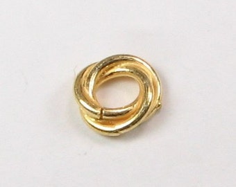 Bali Gold Vermeil 10mm Large Hole Love Knot Ring Twist Spacer Beads, Gold Vermeil over Sterling Silver, Jewelry Findings (4 beads)
