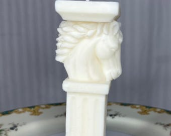 horse pillar candle - white pillar candle - soy pillar candle