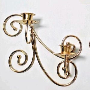 Vintage Brass Scroll Candle Sconces | Hollywood Regency Set