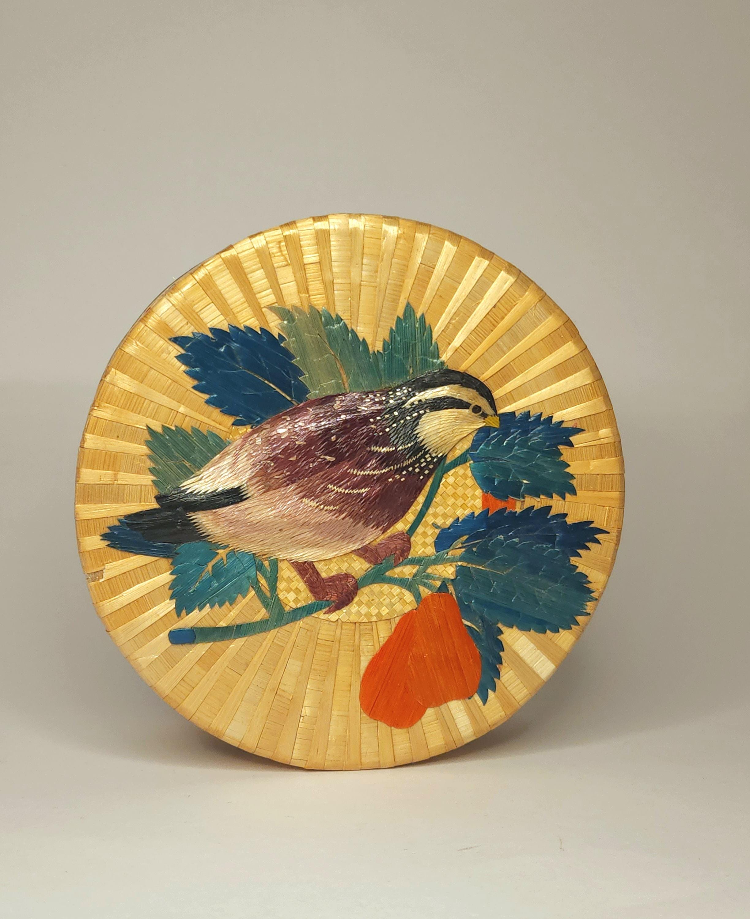 Plaque décoratve vntage de porcelane, plaque ronde, couple dans l
