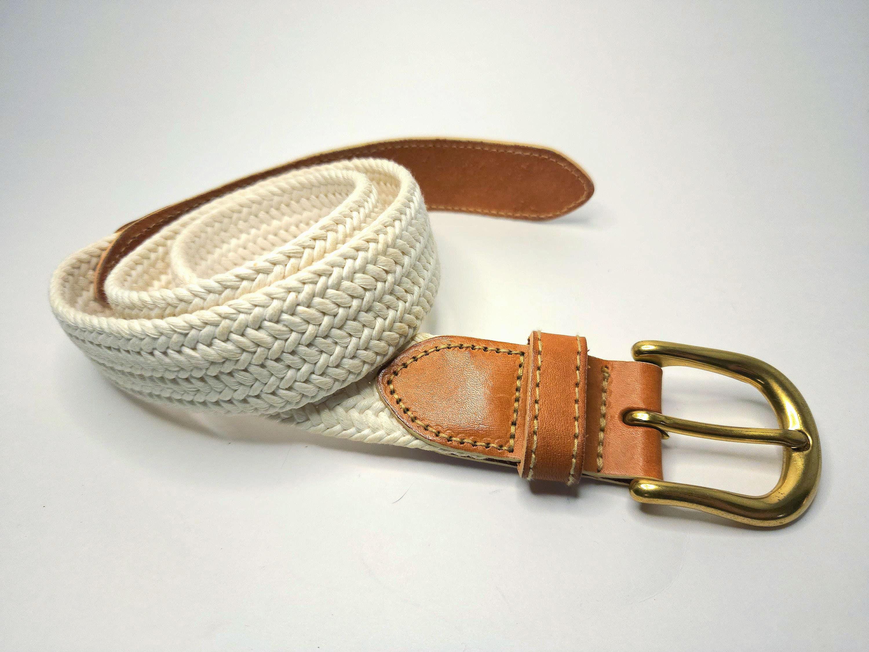 NWT Vintage Be&D White Braided Woven Leather Gold Studded Wide Belt Italian Buy White Studded Belt With Gold Rivets | Capo Pelle main image 2