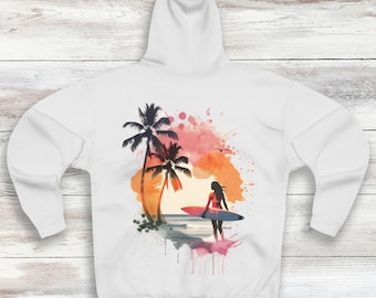 Unisex Sunset Surfing - Surf Hoodie Sweatshirt - Sunset Surfer Style