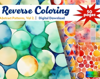 50 omgekeerde kleurplaten: abstracte aquarelpatronen (digitale download)