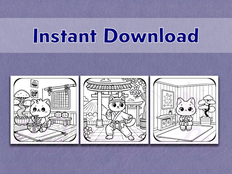 Cozy Dojo Cats Coloring Pages: Relaxing Art (digital Download) - Etsy