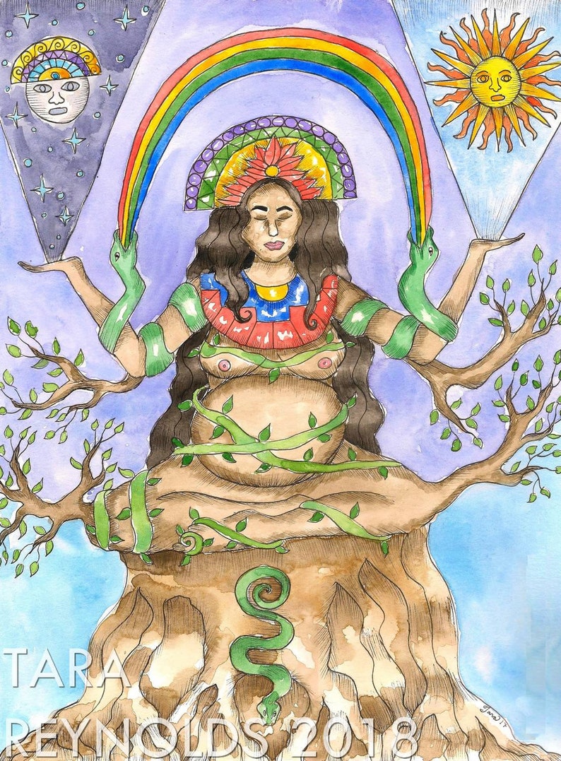 Godin Art Pachamama Art Print Moeder godin aarde Inca | Etsy