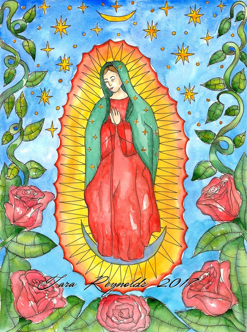 Unsere Liebe Frau von Guadalupe Mini Kunstdruck Jungfrau von Etsy