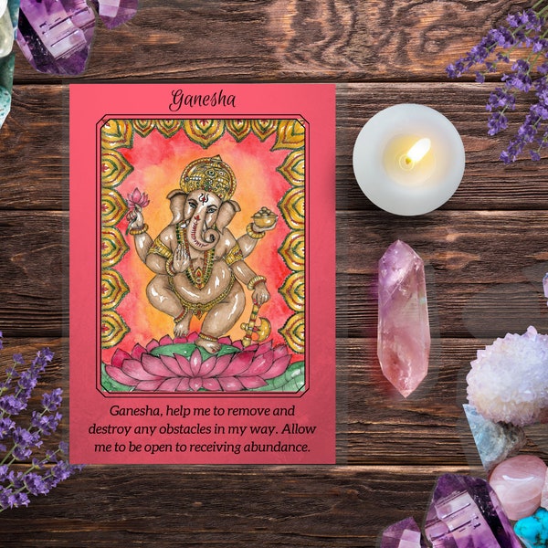 Ganesh Prayer Card Lord Ganesha Art Print Yoga Art Hindu God Ganesha Altar Card Pagan Art Hinduism Meditation Art Spiritual Art Sacred Art