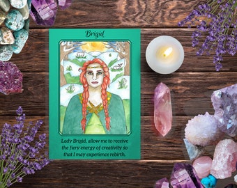 Goddess Art Celtic Goddess Brigid Prayer Card Altar Card Brighid Imbolc St Bridget Divine Sacred Feminine Altar Supplies Spiritual Art