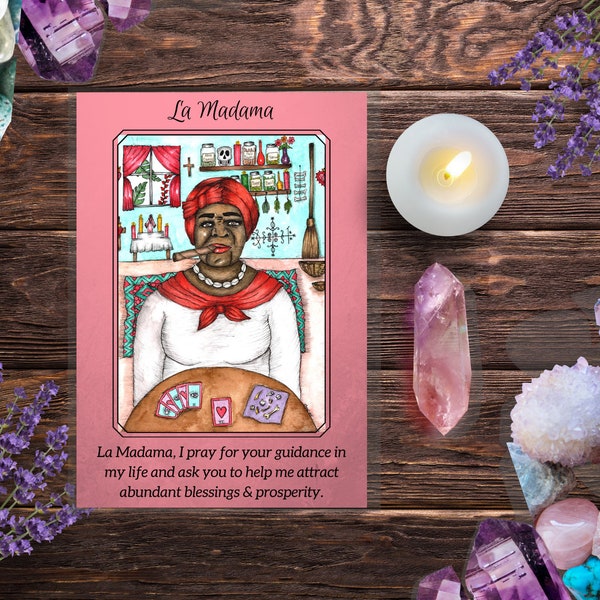 La Madama Prayer Card Voodoo Art Santeria Art Spiritualism Espiritismo Vodou Art Hoodoo Art Fantasy Art Spiritual Art Goddess Art Pagan Art